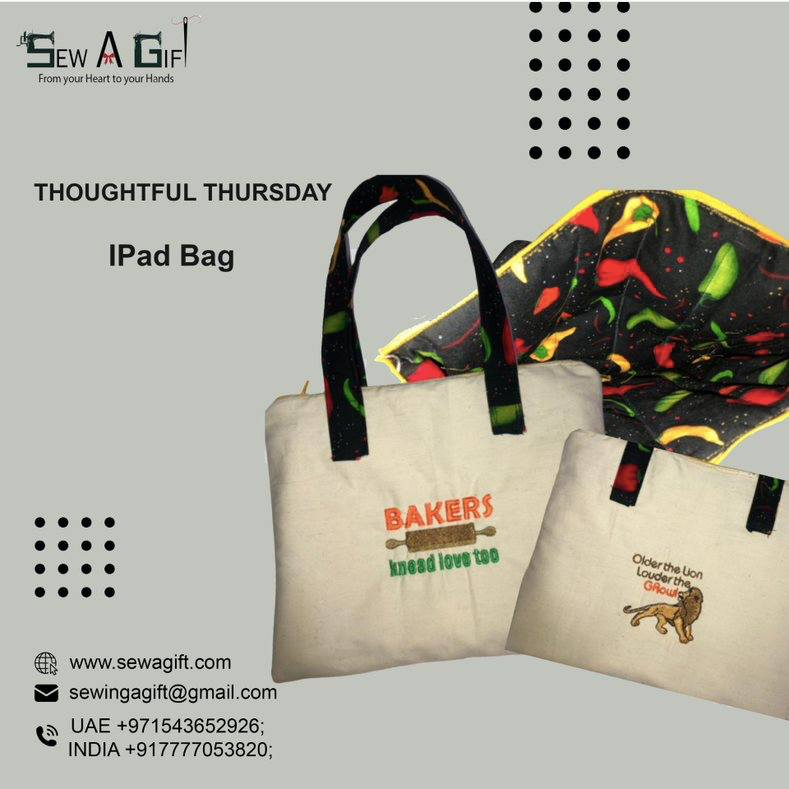 Ipad bag made with handles with personalized and customized designs